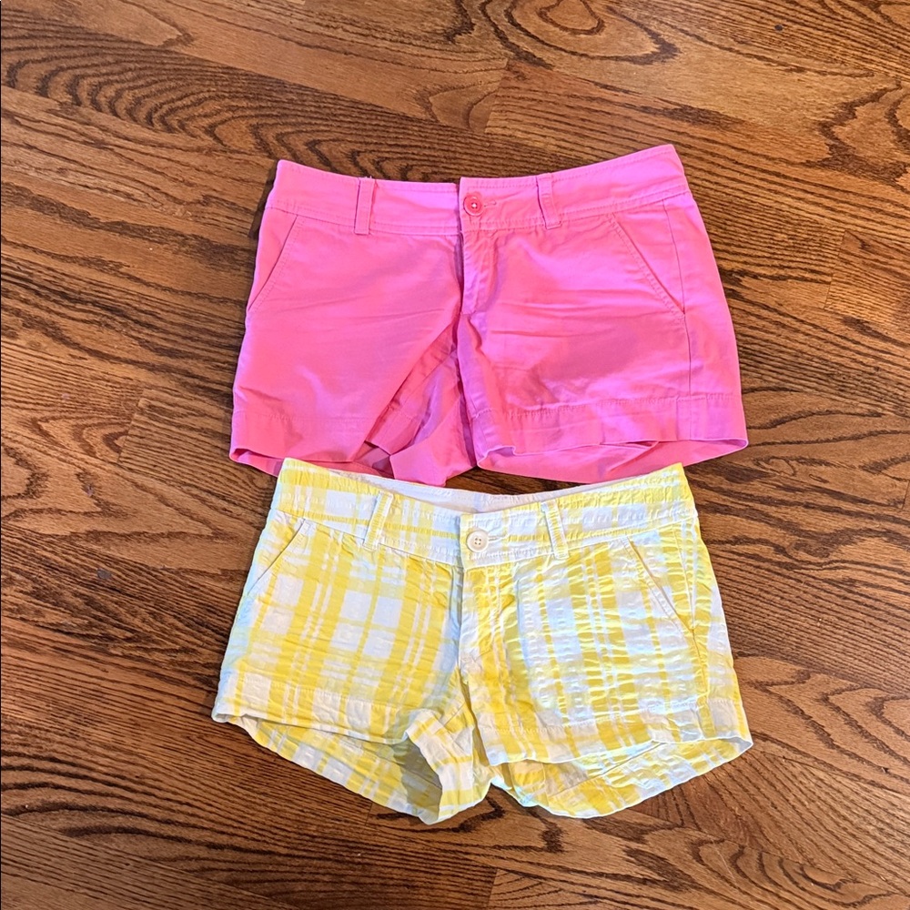 Lilly Pulitzer bundle of pink and yellow seersucker shirts size 00 EUC